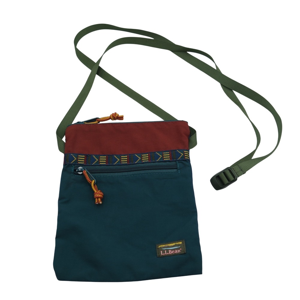 LL Bean Crossbody Pouch Bag Teal Rust Red Gorpcore Granola Chic